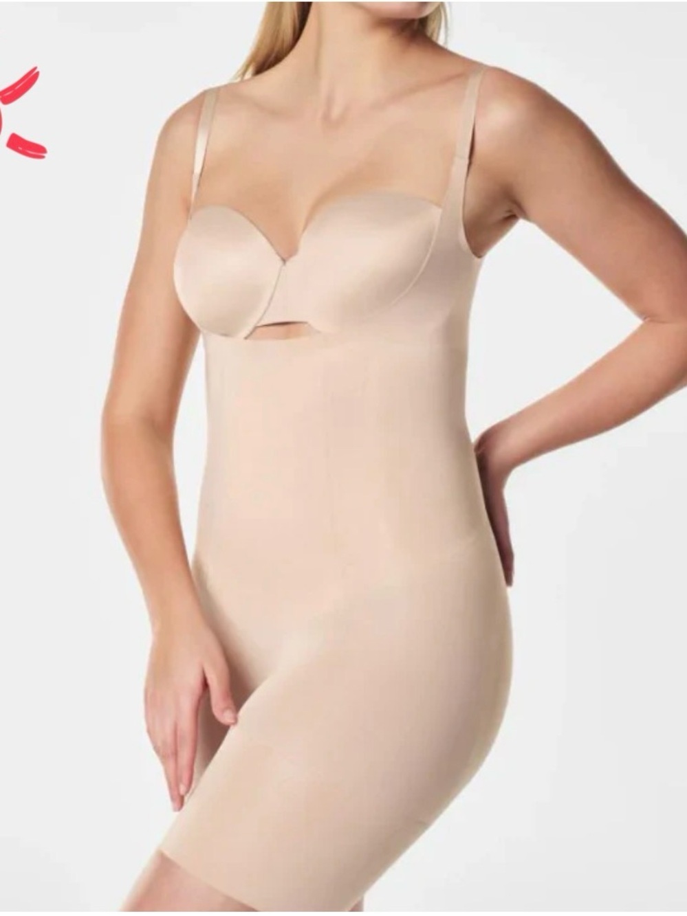 Spanx OnCore Sculpting Open-Bust Mid-Thigh Bodysuit in 3X